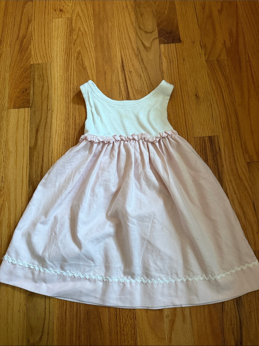 Toddler Pink Cotton Tank Dress with White Bodice